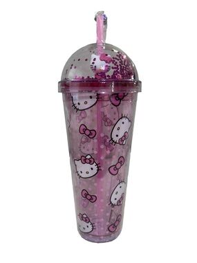 Hello Kitty Pink Sequin Dome Cup with Straw